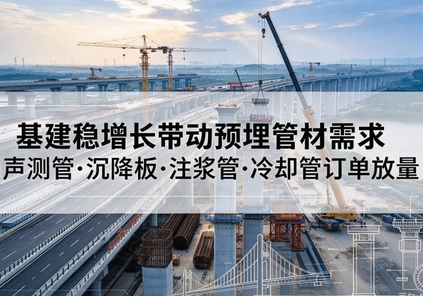 行唐基建稳增长带动预埋监测管材需求，声测管、沉降板、注浆管订单持续放量